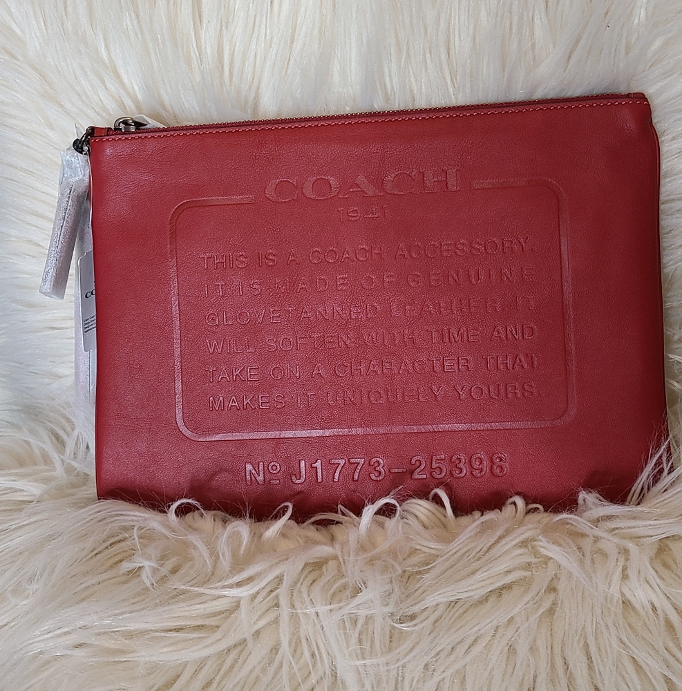 Coach Red Leather Clutch Wrislet
